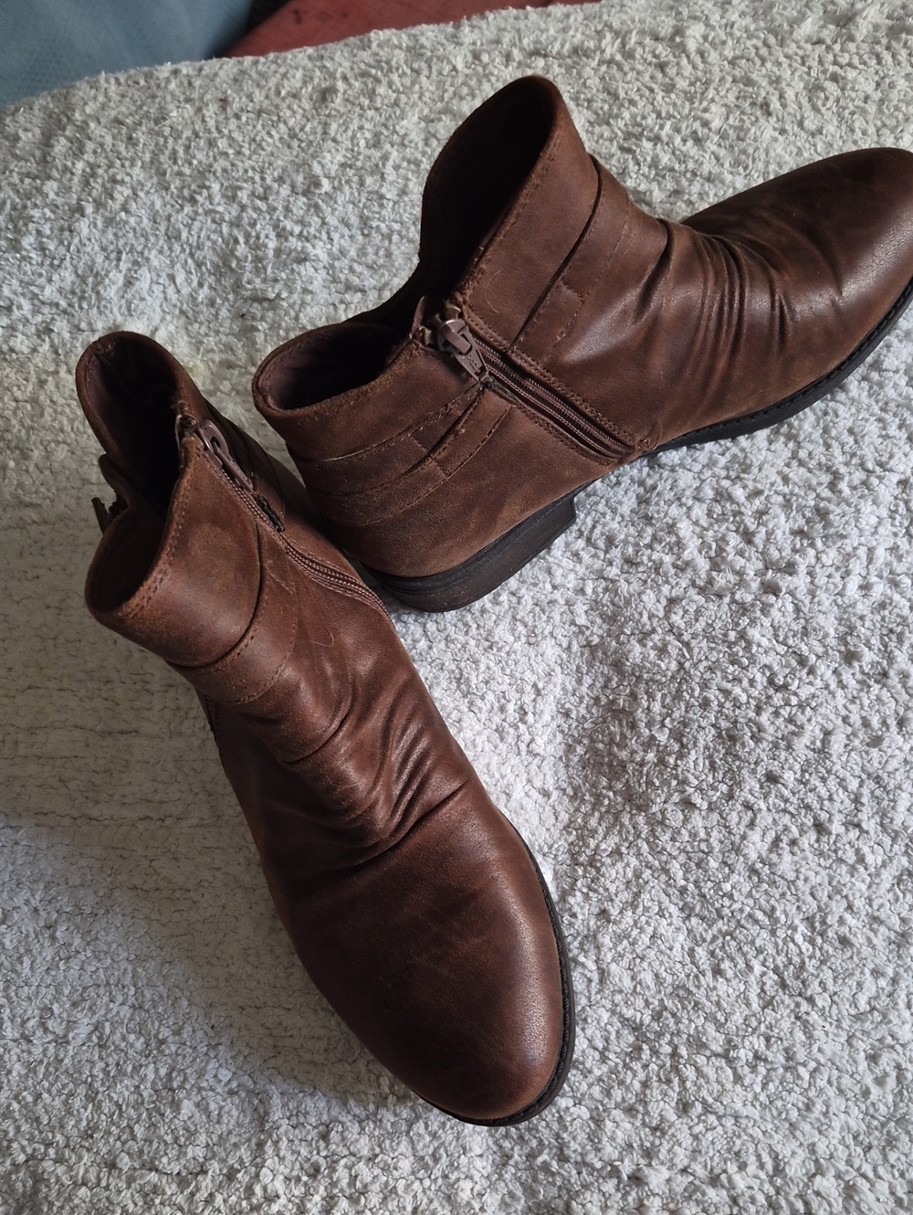 Ladies Brown Vegan Baretraps Ankle Boots with Side Zip And Ankle Strap